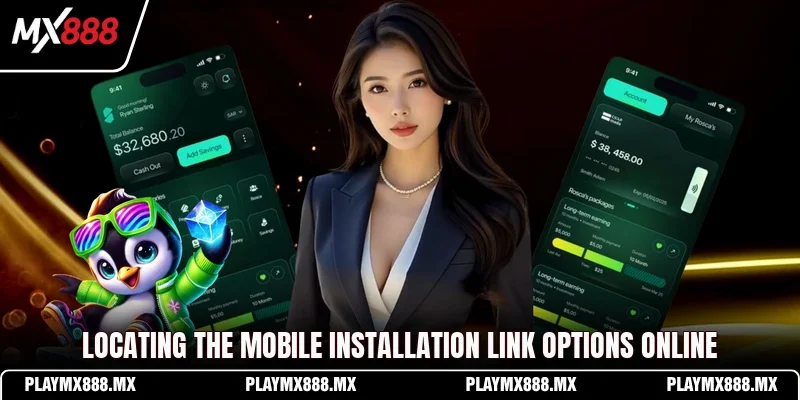 Locating the mobile installation link options online